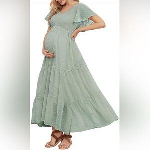 Sage green baby shower dress